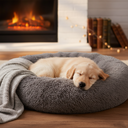 Luxurious Plush Dog Bed Donut - Soft Calming Bed for Dogs and Cats, Machine Washable, Anti-Anxiety, Available in XL Size