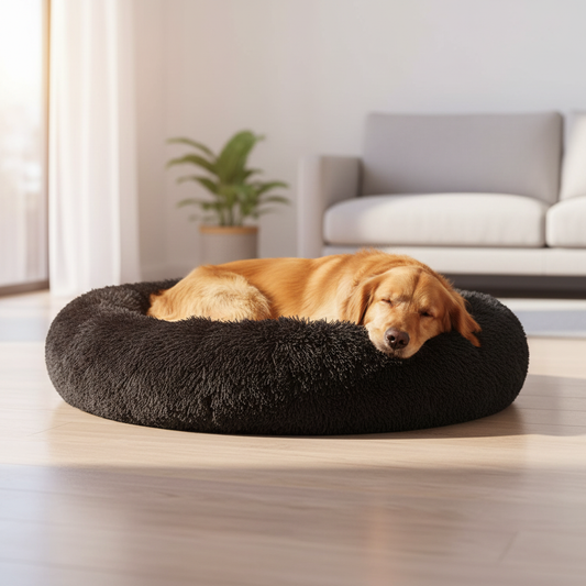 Luxurious Plush Dog Bed Donut - Soft Calming Bed for Dogs and Cats, Machine Washable, Anti-Anxiety, Available in XL Size