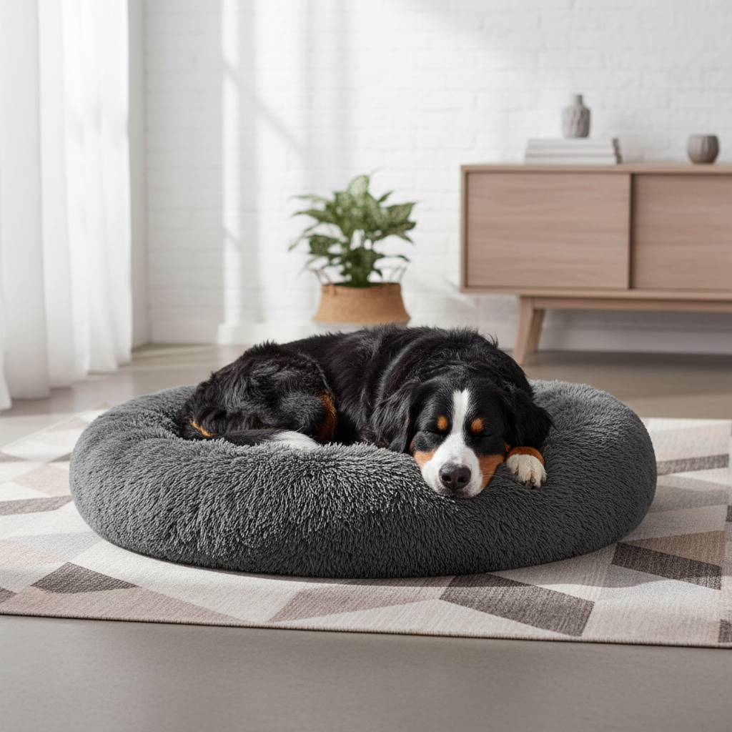 Luxurious Plush Dog Bed Donut - Soft Calming Bed for Dogs and Cats, Machine Washable, Anti-Anxiety, Available in XL Size